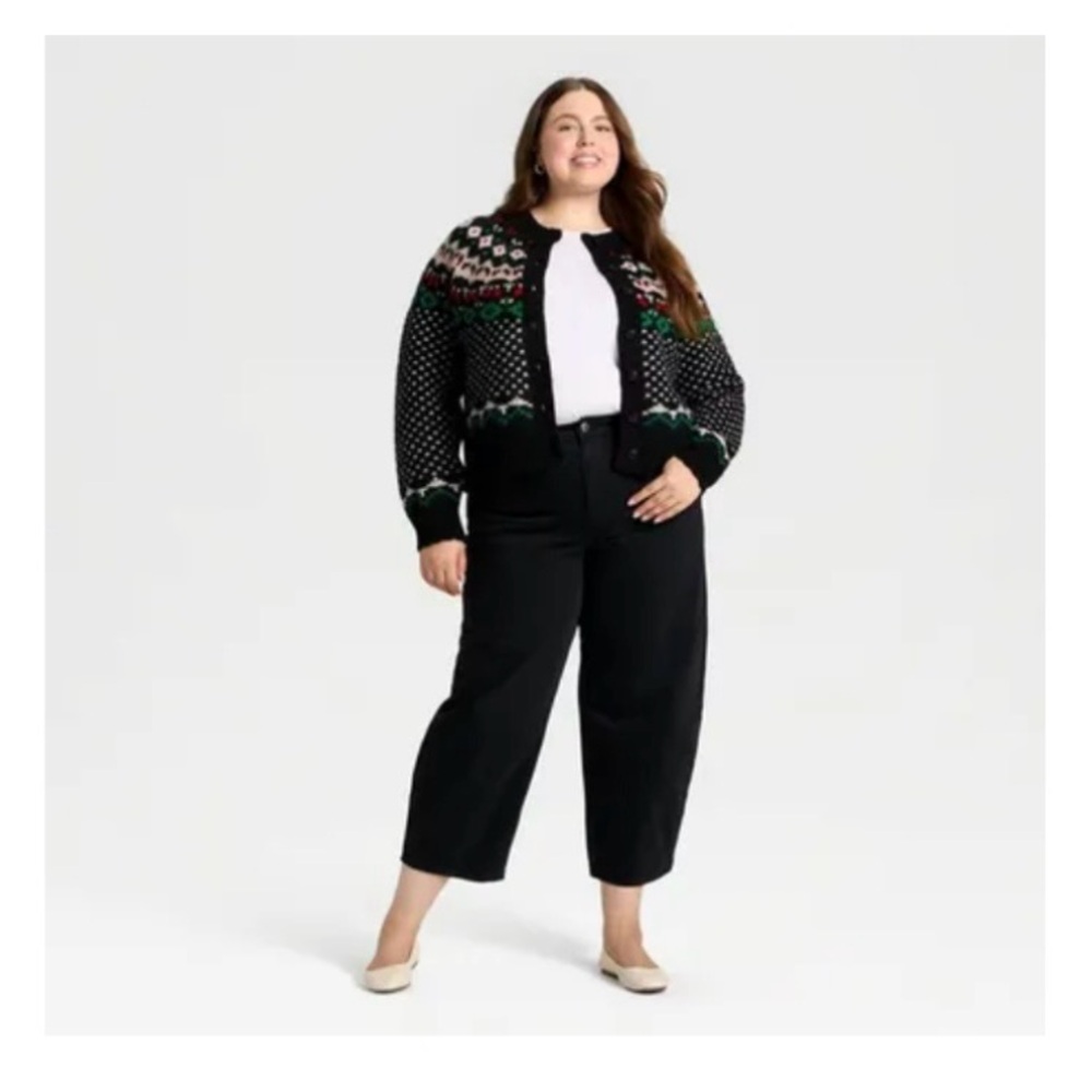Universal Thread Women's 2X Heavy Knit Merriment Cardigan Sweater Black Soft